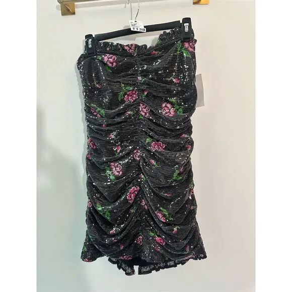 For Love & Lemons every rose   Strapless Sequin Mini Dress Black Size M - Picture 2 of 7